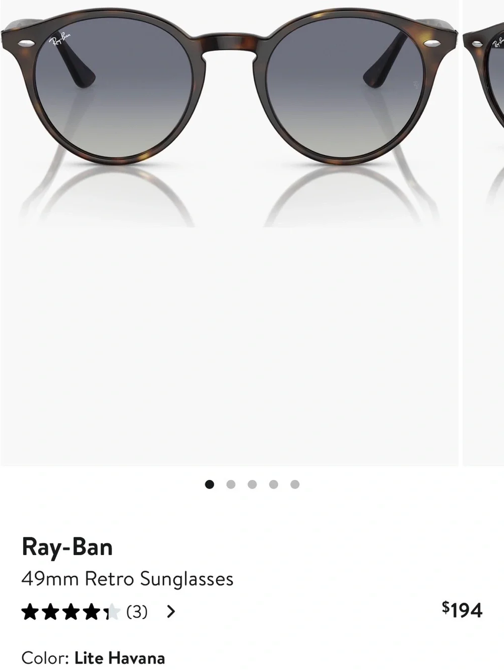 Ray-Ban Round Tortoiseshell Sunglasses with Dark Lenses